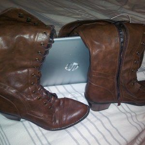 Journee Faux Fur Leather Boots - Used
